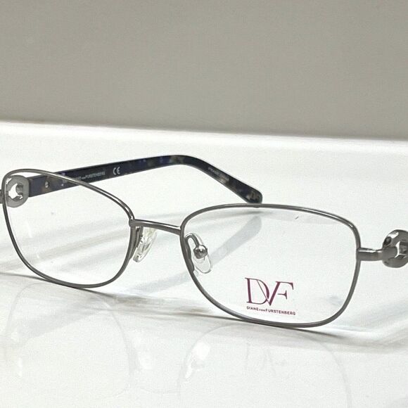 NEW Diane von Furstenberg DVF 8046 046 Matte Silver Eyeglasses Frames 51-16-135 - Picture 1 of 8
